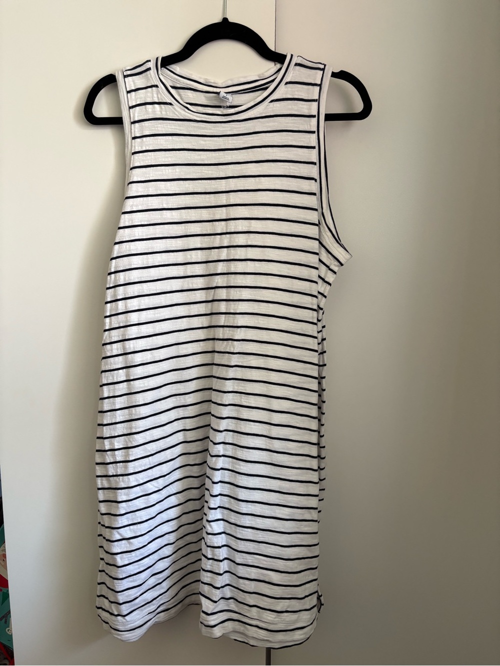 Old Navy White and Black Striped Sleeveless Dress